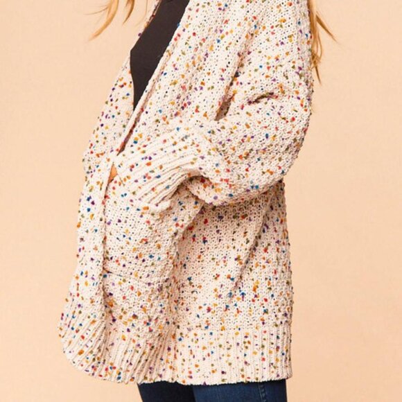 Multicolor Confetti Knit Sweater Cardigan - Picture 5 of 7
